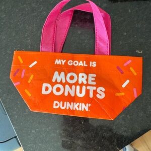 Dunkin' Orange 'More Donuts' Tote Bag with Pink Handles